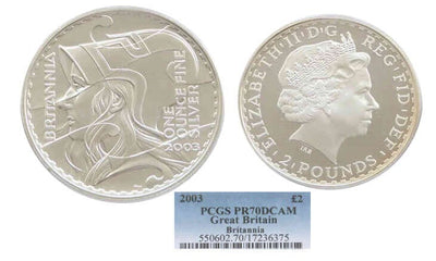 kosuke_dev 【PCGS PR70】イギリス ブリタニア 2003年 2ポンド銀貨