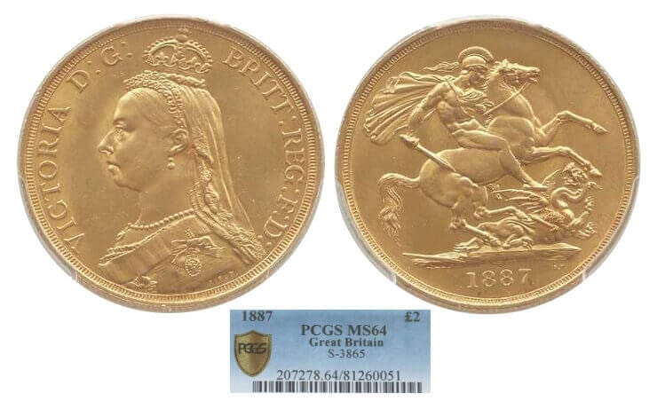 kosuke_dev 【PCGS MS64】イギリス ヴィクトリア 1887年 2ポンド金貨