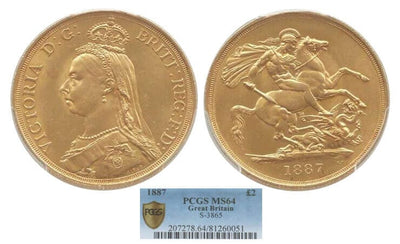 kosuke_dev 【PCGS MS64】イギリス ヴィクトリア 1887年 2ポンド金貨