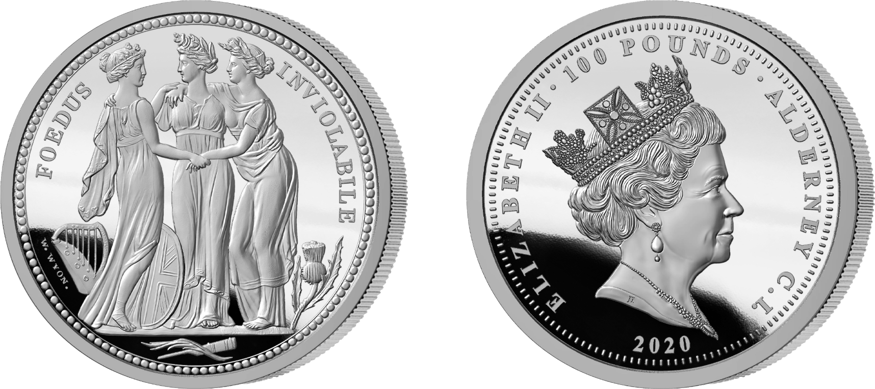2020年 オルダニー スリー・グレイセス 1キロ銀貨【ギャラリア独占販売 2020年 オルダニー スリー・グレイセス 1キロ銀貨【ギャラリア独占販売